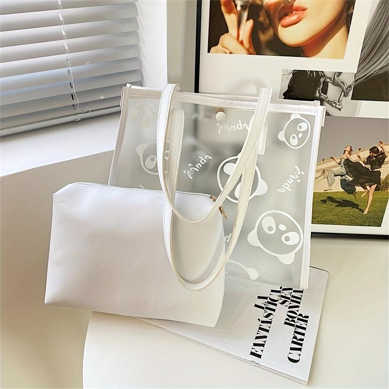 2pcs Panda Clear Crossbody Bag Set PVC Classic Tote Bag
