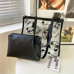 2pcs Panda Clear Crossbody Bag Set PVC Classic Tote Bag