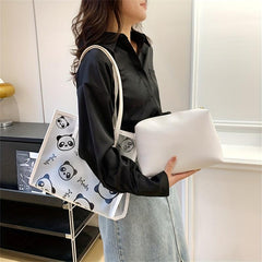 2pcs Panda Clear Crossbody Bag Set PVC Classic Tote Bag
