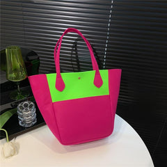 Large Colorblock Tote Bag Women's Shoulder Handbag