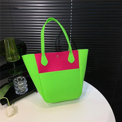 Large Colorblock Tote Bag Women's Shoulder Handbag