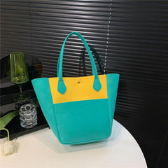 Large Colorblock Tote Bag Women's Shoulder Handbag