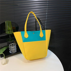 Large Colorblock Tote Bag Women's Shoulder Handbag