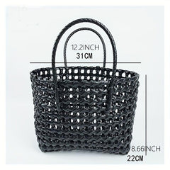 PVC Woven Hollow Beach Bag Summer Vacation Travel Handbag