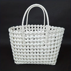 PVC Woven Hollow Beach Bag Summer Vacation Travel Handbag