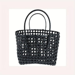 PVC Woven Hollow Beach Bag Summer Vacation Travel Handbag