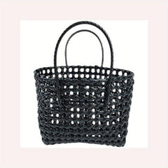 PVC Woven Hollow Beach Bag Summer Vacation Travel Handbag
