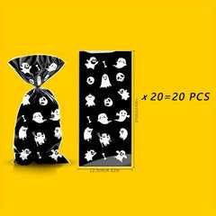 20 Pcs Small Transparent Candy Bags Halloween Cookies Storage Plastic Bags
