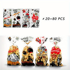 20 Pcs Small Transparent Candy Bags Halloween Cookies Storage Plastic Bags