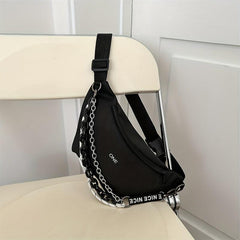 Chain Decor Waist Bag Letter Graphic Crossbody Bag