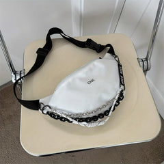Chain Decor Waist Bag Letter Graphic Crossbody Bag