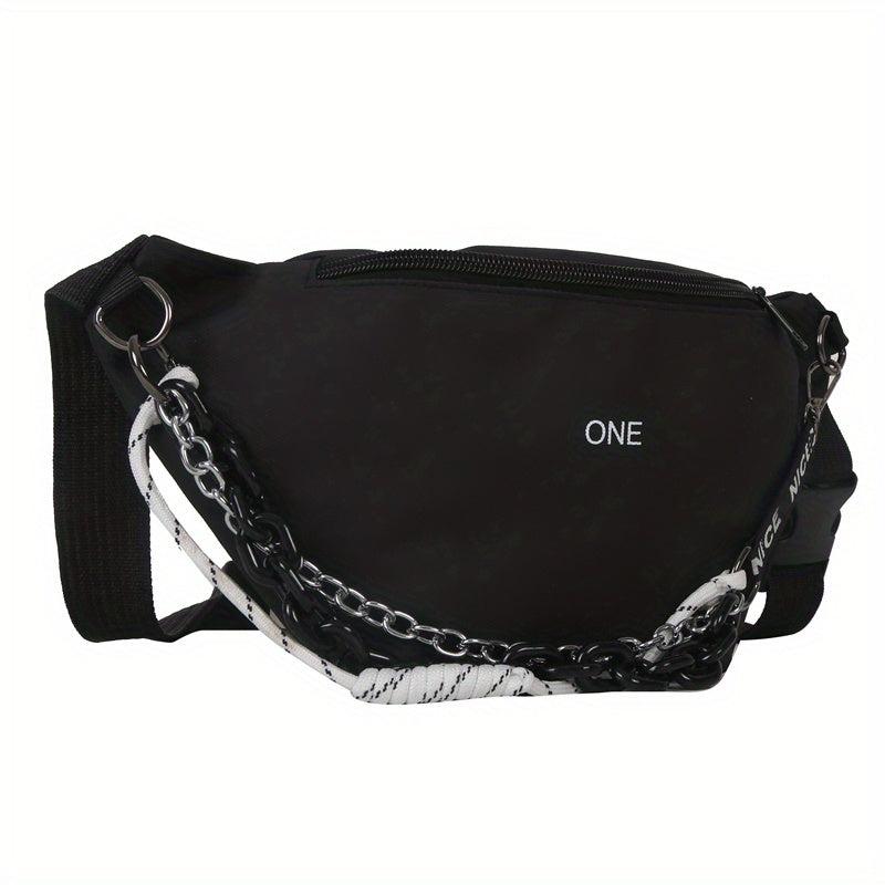 Chain Decor Waist Bag Letter Graphic Crossbody Bag