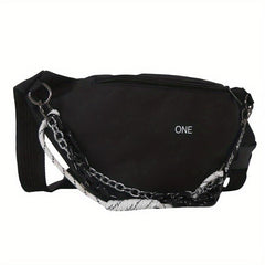 Chain Decor Waist Bag Letter Graphic Crossbody Bag