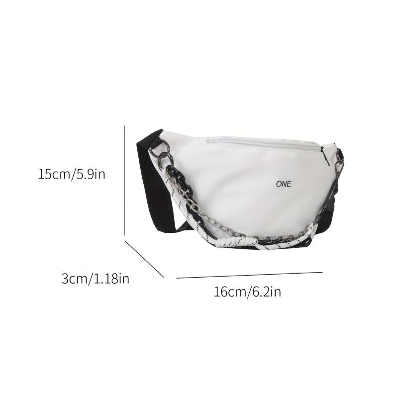 Chain Decor Waist Bag Letter Graphic Crossbody Bag