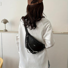 Chain Decor Waist Bag Letter Graphic Crossbody Bag