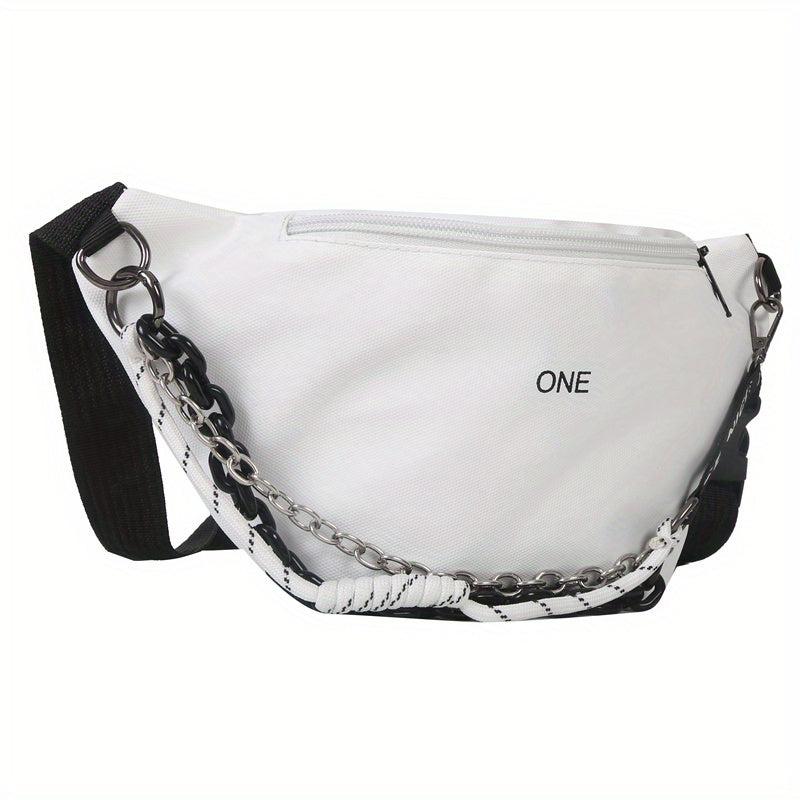 Chain Decor Waist Bag Letter Graphic Crossbody Bag