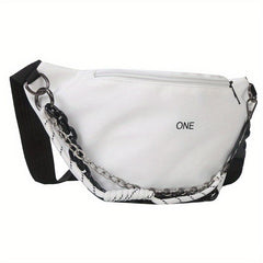Chain Decor Waist Bag Letter Graphic Crossbody Bag