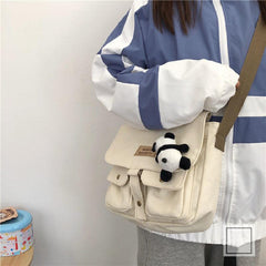 Solid Colors Canvas Crossbody Bag for Men and Women