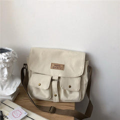 Solid Colors Canvas Crossbody Bag for Men and Women