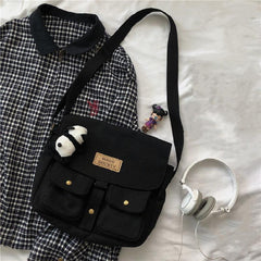 Solid Colors Canvas Crossbody Bag for Men and Women