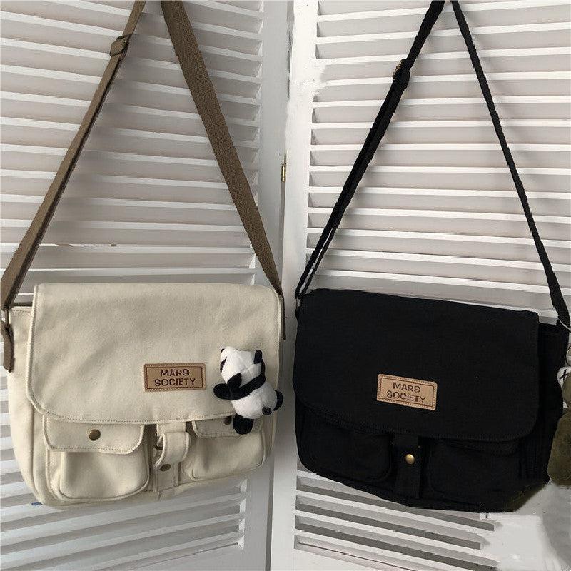 Solid Colors Canvas Crossbody Bag for Men and Women