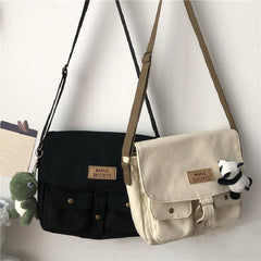 Solid Colors Canvas Crossbody Bag for Men and Women