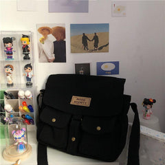 Solid Colors Canvas Crossbody Bag for Men and Women