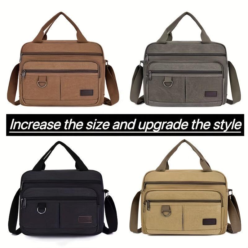 Men's Casual Canvas Crossbody Bag Lightweight Outdoor Large Capacity