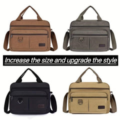 Men's Casual Canvas Crossbody Bag Lightweight Outdoor Large Capacity