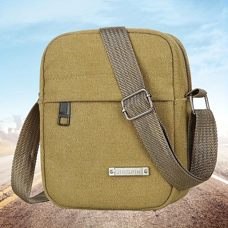 Men's Crossbody Bag Canvas Cell Phone Bag Hiking Travel Messenger Bag