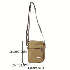 Men's Crossbody Bag Canvas Cell Phone Bag Hiking Travel Messenger Bag