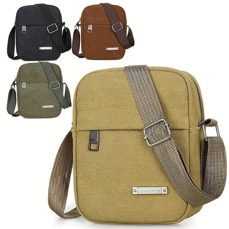 Men's Crossbody Bag Canvas Cell Phone Bag Hiking Travel Messenger Bag