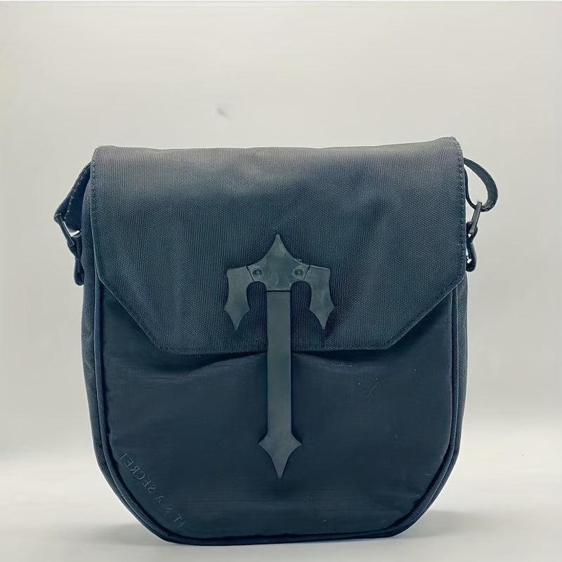 Men's Waterproof Nylon Crossbody Bag With Cross Decor