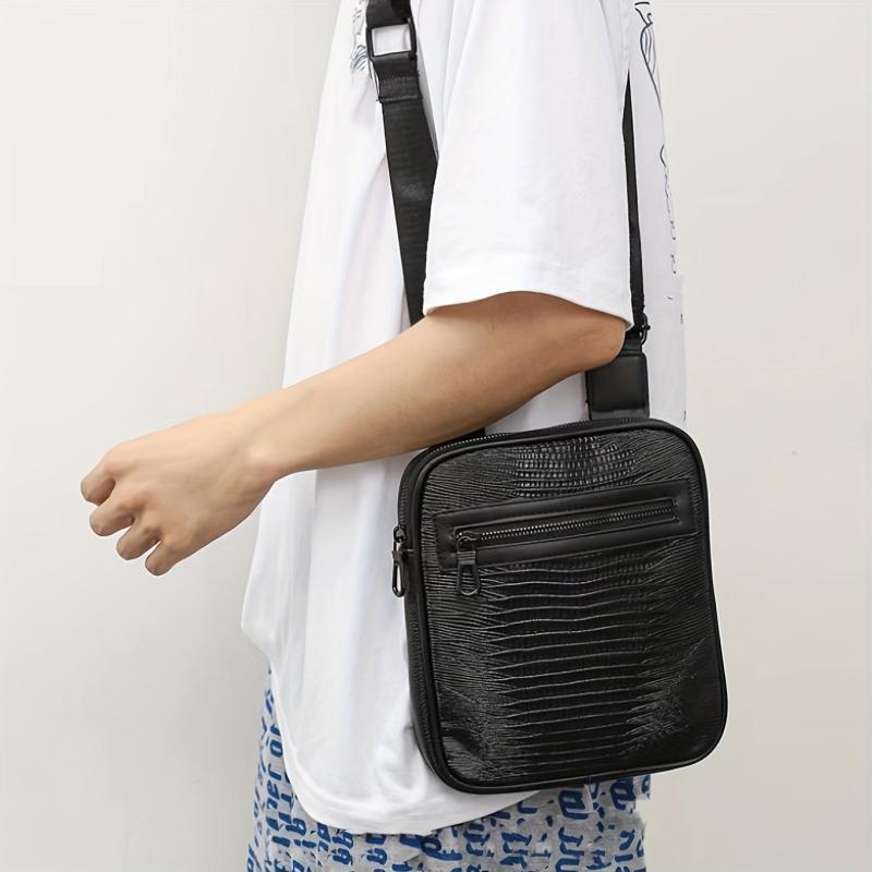 Men's Leather Crossbody Bag Casual Messenger Satchel Mobile Phone Pouch