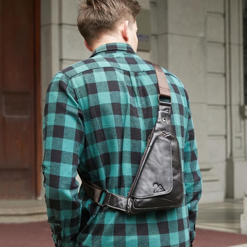 Men's Leather Chest Bag Retro Mini One Shoulder Messenger Bag