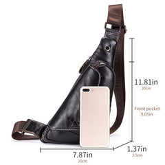 Men's Leather Chest Bag Retro Mini One Shoulder Messenger Bag