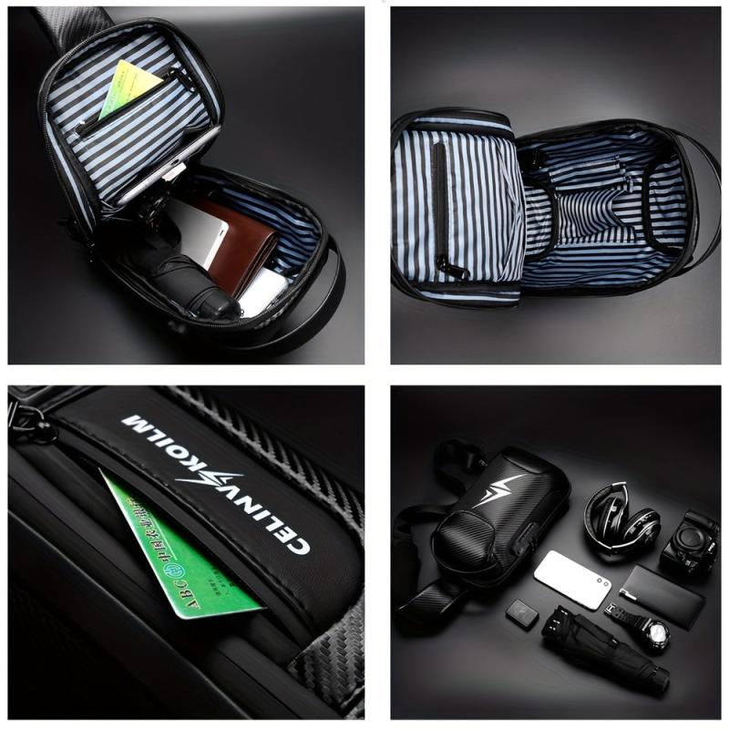 Men's Waterproof Chest Bag Travel Crossbody Bag with Lock