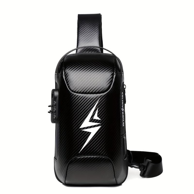 Men's Waterproof Chest Bag Travel Crossbody Bag with Lock