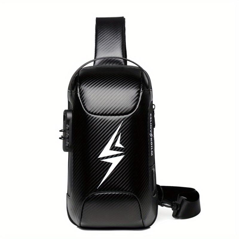 Men's Waterproof Chest Bag Travel Crossbody Bag with Lock