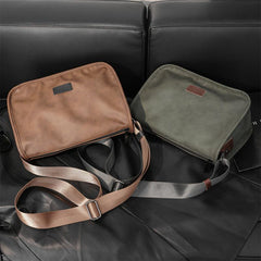 Men's Crossbody Bag Leather Travel Work Messenger Bag