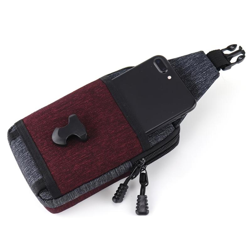 Red Canvas Mobile Phone Waist Bag Coin Purse