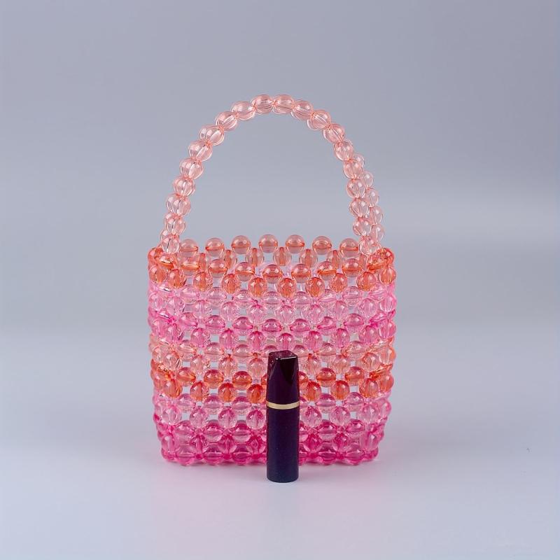 Colorful Acrylic Crystal Beaded Bucket Bag Clutch Purse