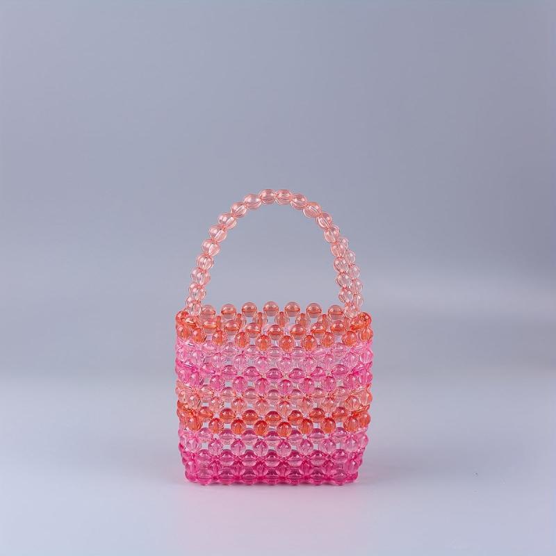 Colorful Acrylic Crystal Beaded Bucket Bag Clutch Purse