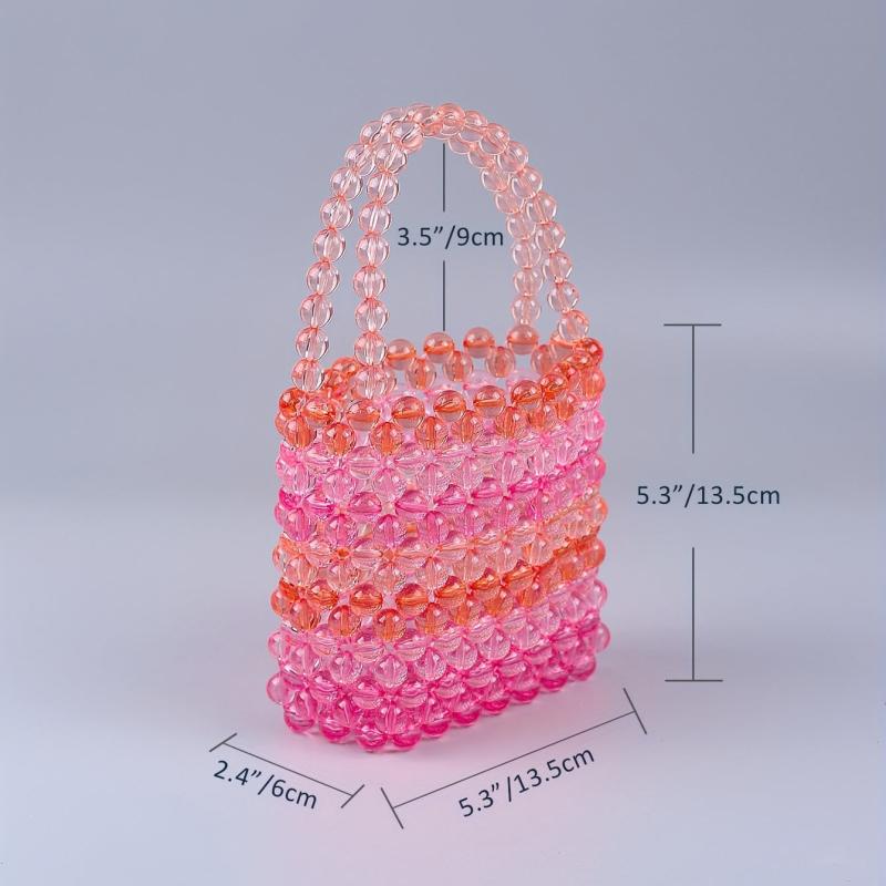 Colorful Acrylic Crystal Beaded Bucket Bag Clutch Purse