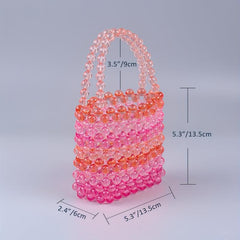 Colorful Acrylic Crystal Beaded Bucket Bag Clutch Purse