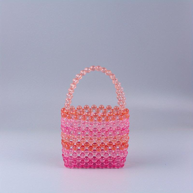 Colorful Acrylic Crystal Beaded Bucket Bag Clutch Purse