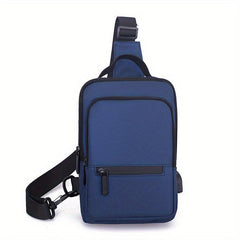 Men's Nylon Crossbody Bag With USB Charging Port Waterproof Shoulder Bag