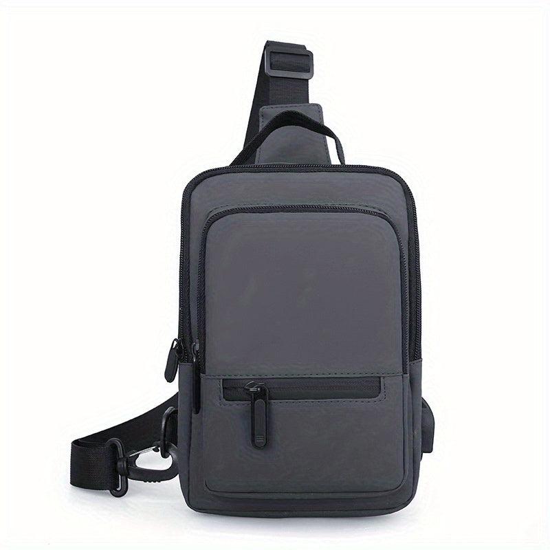 Men's Nylon Crossbody Bag With USB Charging Port Waterproof Shoulder Bag
