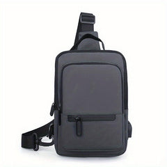 Men's Nylon Crossbody Bag With USB Charging Port Waterproof Shoulder Bag