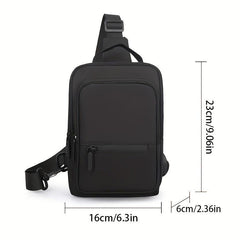 Men's Nylon Crossbody Bag With USB Charging Port Waterproof Shoulder Bag